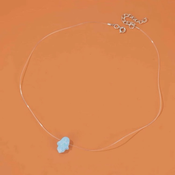 RESTOCKED! 3/$30 NEW! Dainty Hamsa Necklace Pendant Cute Boho Turquoise Opal - Picture 3 of 4